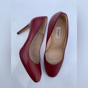 LK Bennett Red Leather‎ Pumps Heels Round Toe Size 40